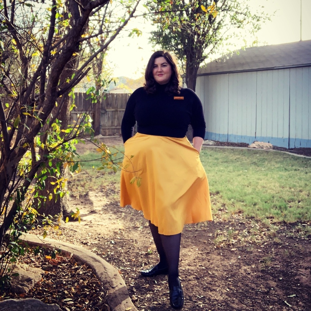 Unique Vintage Mustard Skirt Plus Volup Pinup 2XL